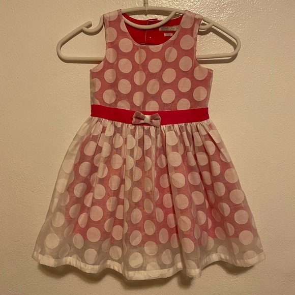Losan Size 4 Girls White and Pink Polka Dot Summer Dress - Picture 6 of 8